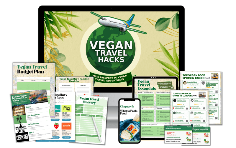 Vegan Travel Hacks digital bundle mockup